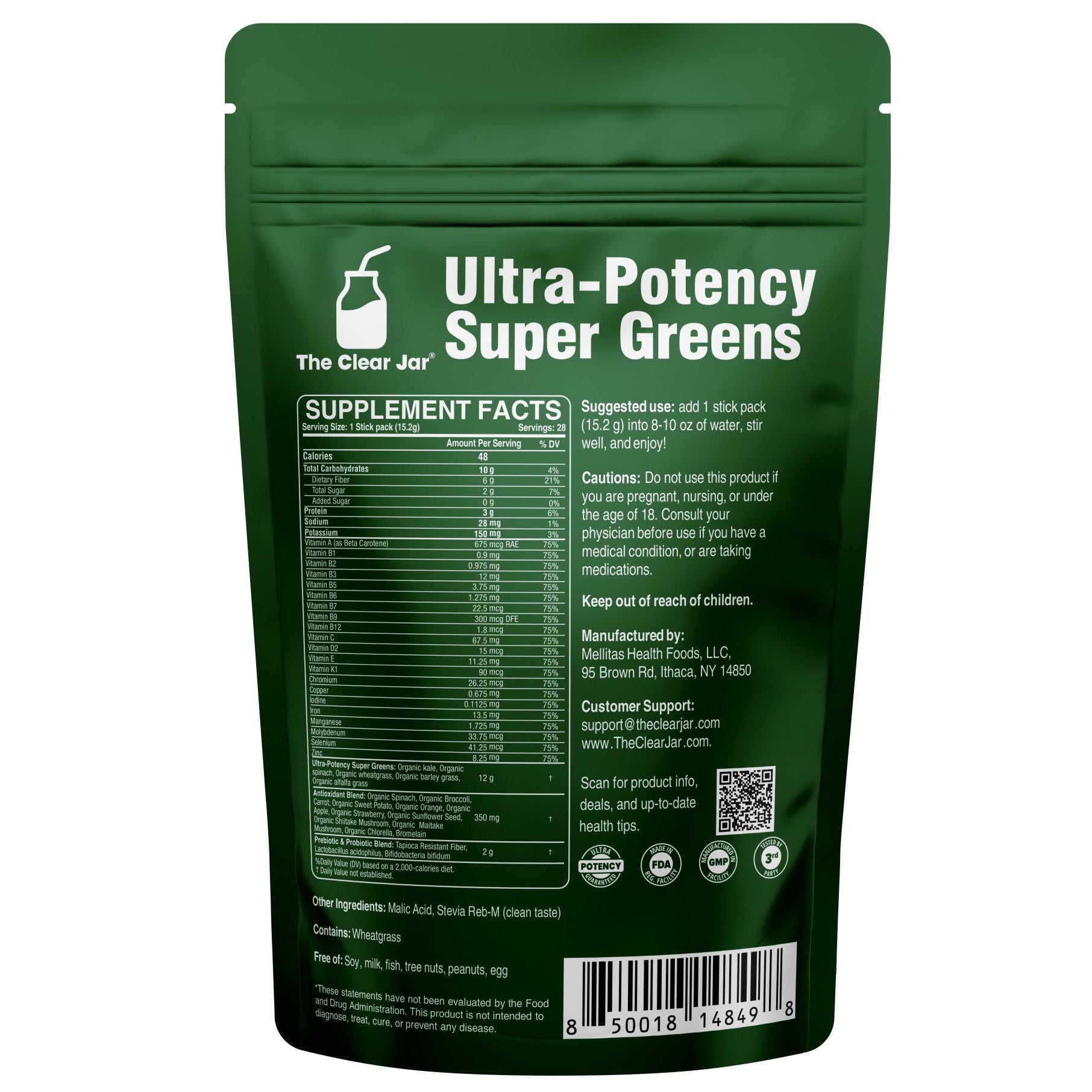 Green supplement package labeled &