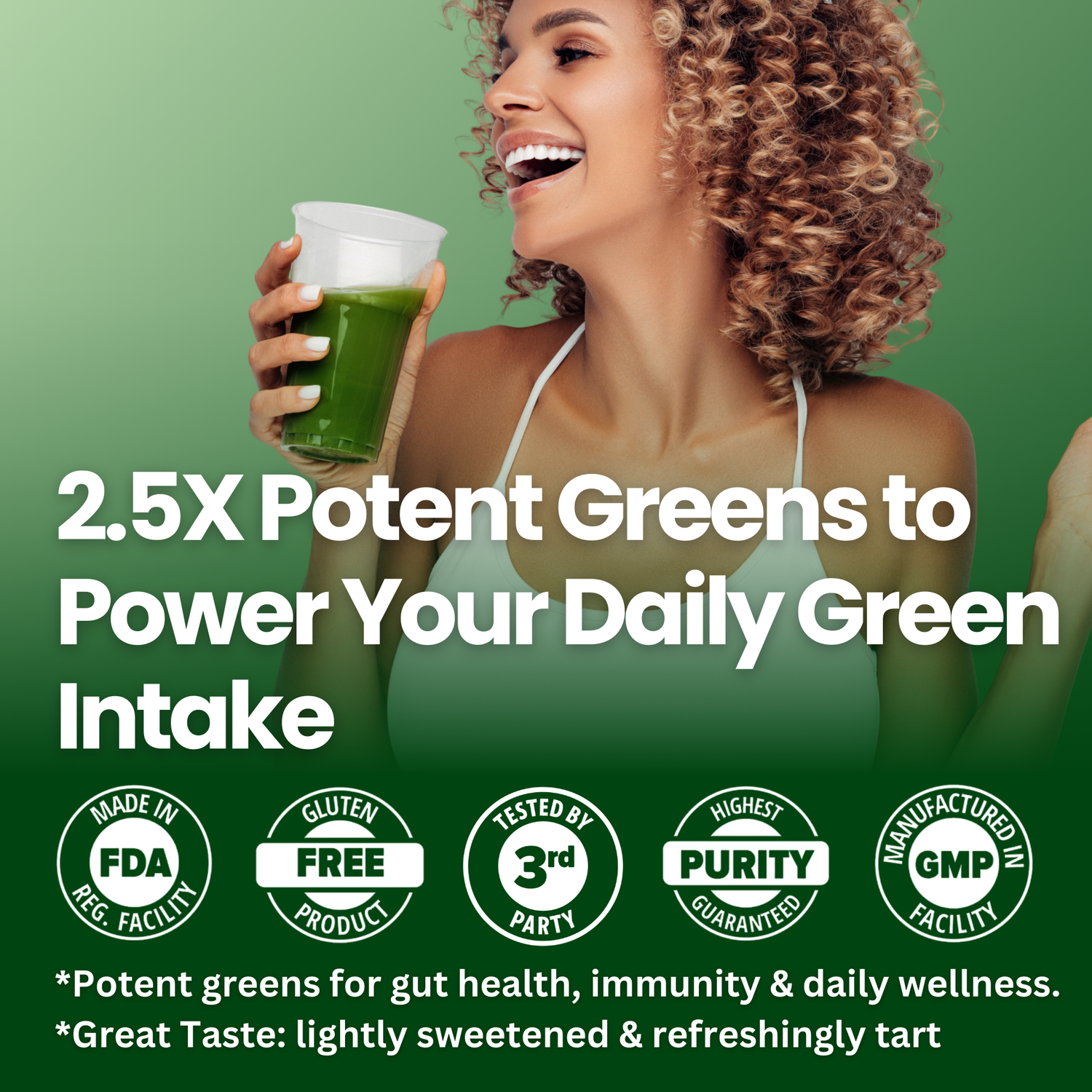 2.5X Potent Greens – Ready-to-Drink Super Greens for Daily Nutrition, Immune Support, Gut Health &amp; Detox