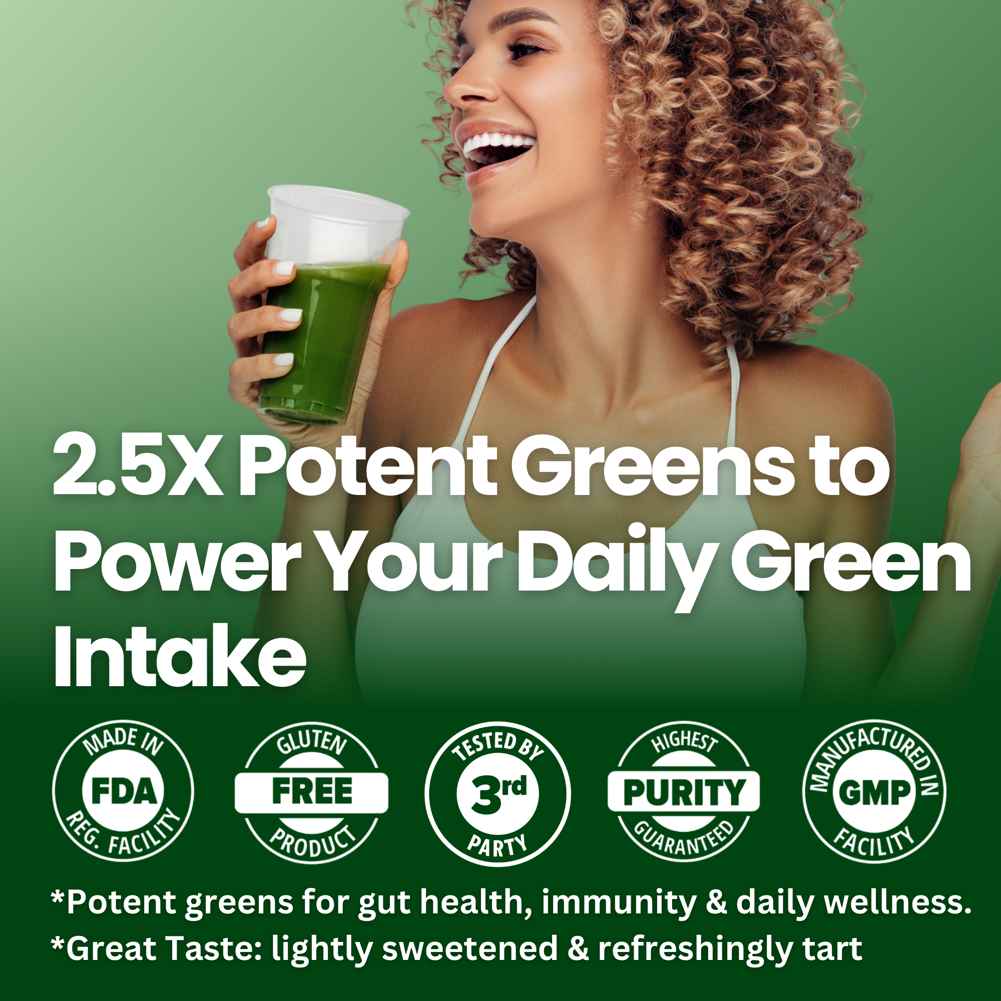 2.5X Potent Greens – Ready-to-Drink Super Greens for Daily Nutrition, Immune Support, Gut Health &amp; Detox