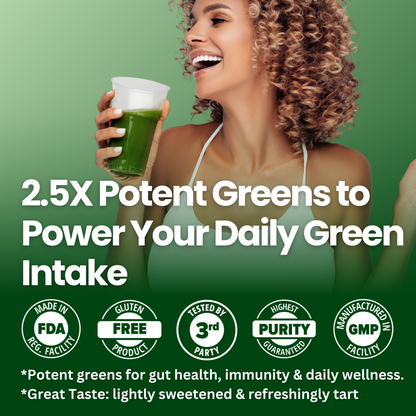 2.5X Potent Greens – Ready-to-Drink Super Greens for Daily Nutrition, Immune Support, Gut Health &amp; Detox
