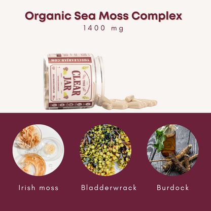 Organic Sea Moss Complex, Organic Irish moss, Organic Bladderwrack, and Organic Burdock- 100 Capsules