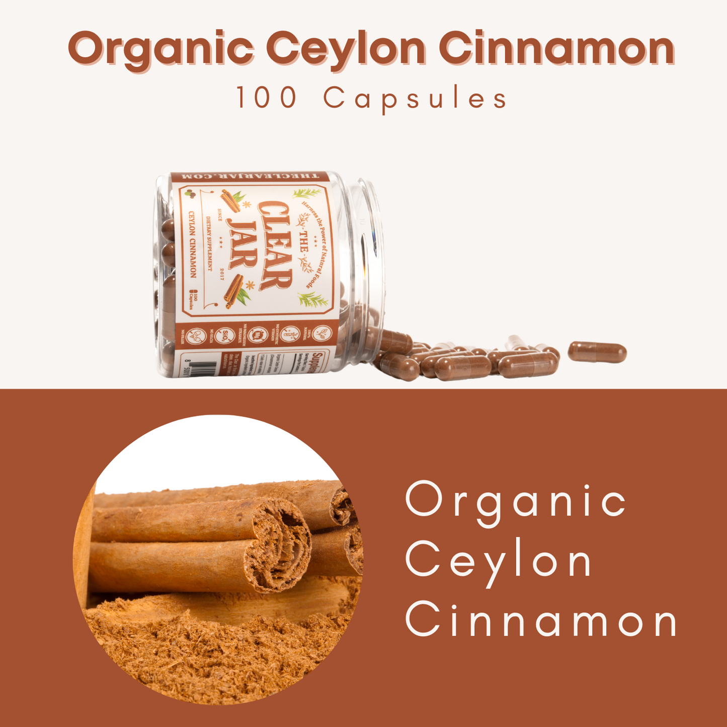 Organic Ceylon Cinnamon - 100 Capsules