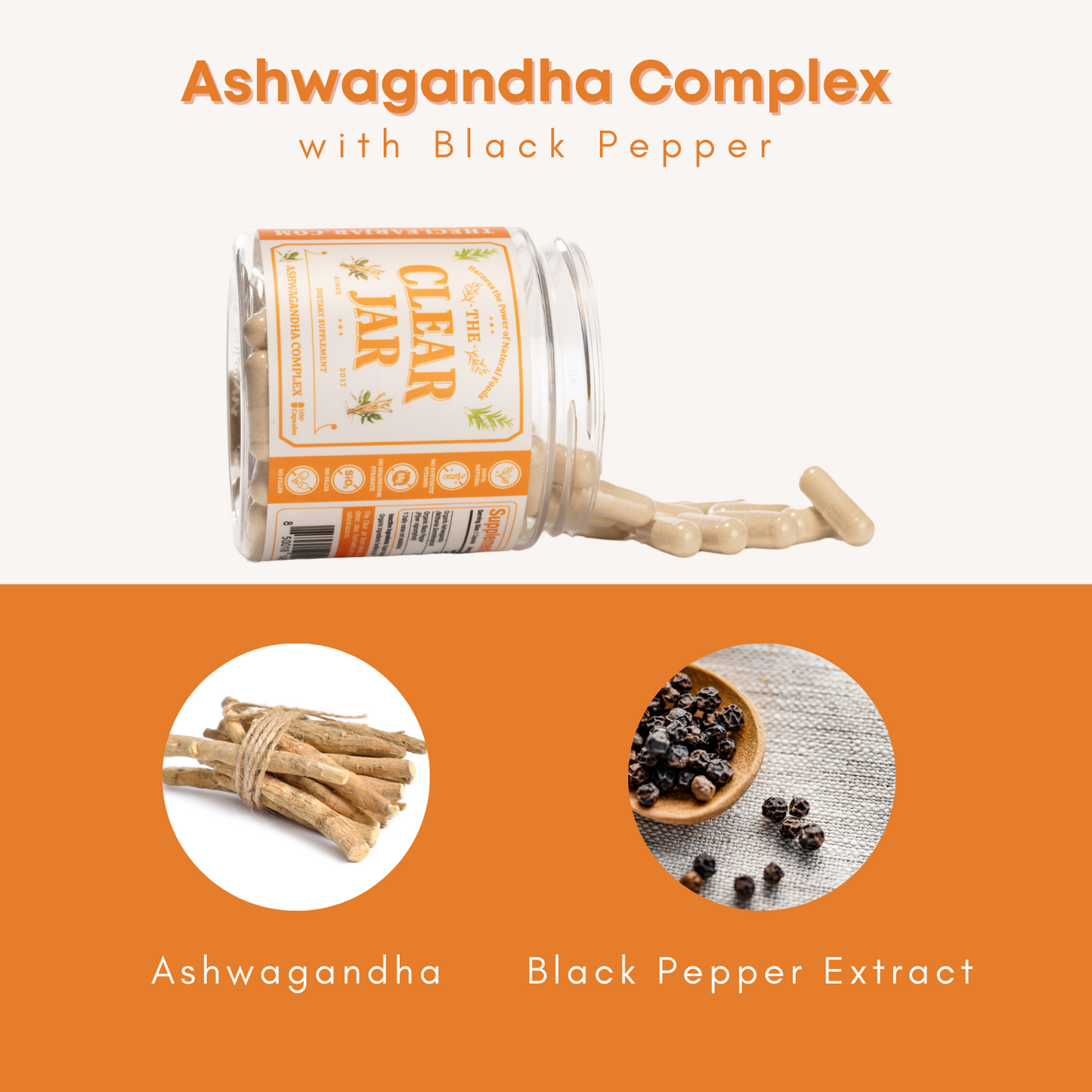 Ashwagandha Complex with Black Pepper - 100 Capsules