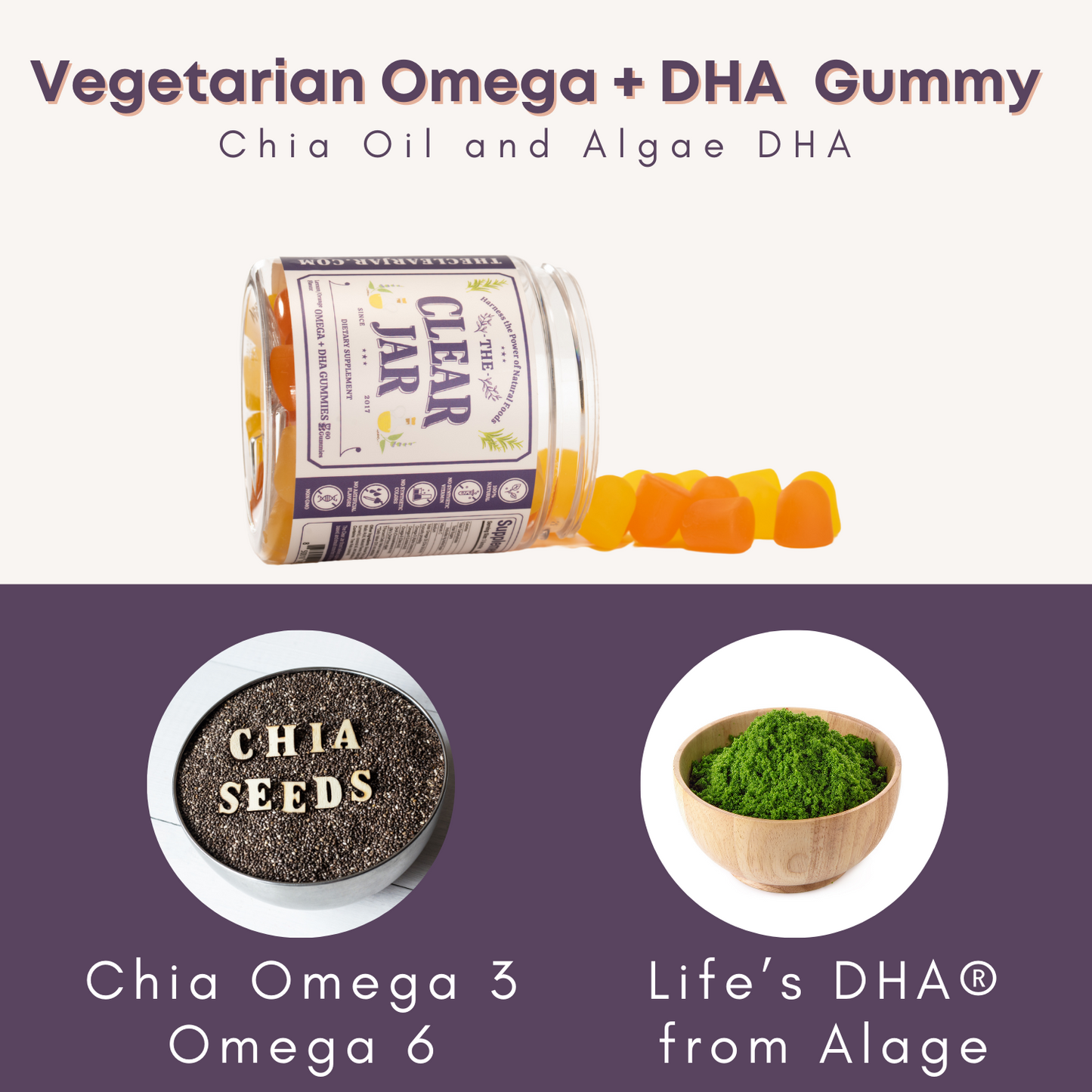 Vegetarian Omega + DHA Gummies - 60 Gummies
