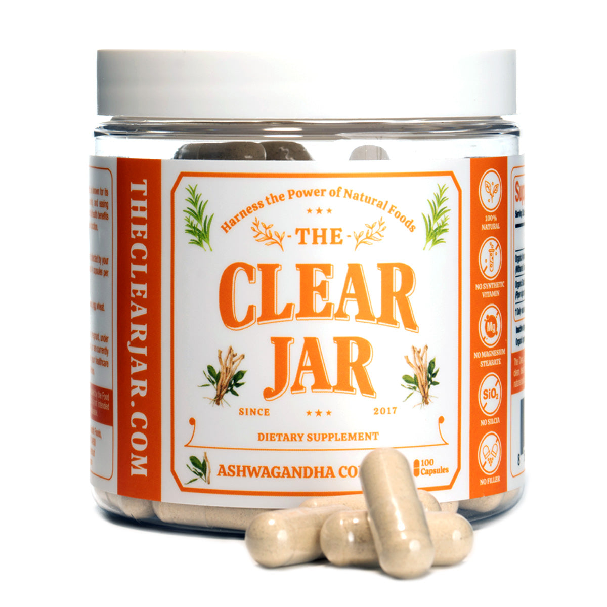 Ashwagandha Complex with Black Pepper - Capsules, The Clear Jar