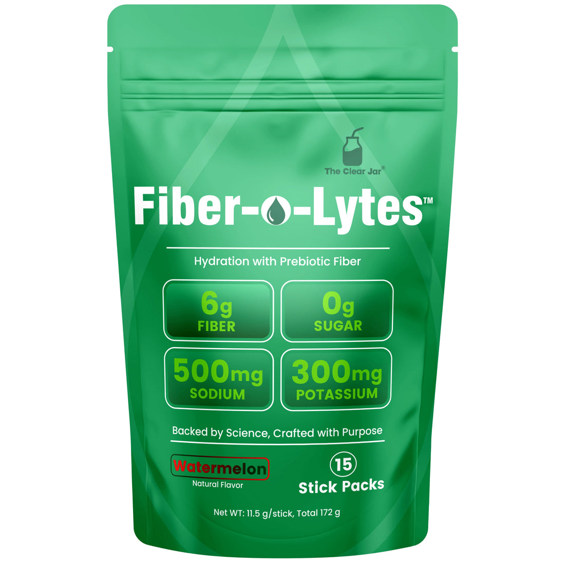Fiber-O-Lytes™  — Sugar-Free Electrolyte Drink Mix with 6 g Soluble Fiber - Watermelon Flavor