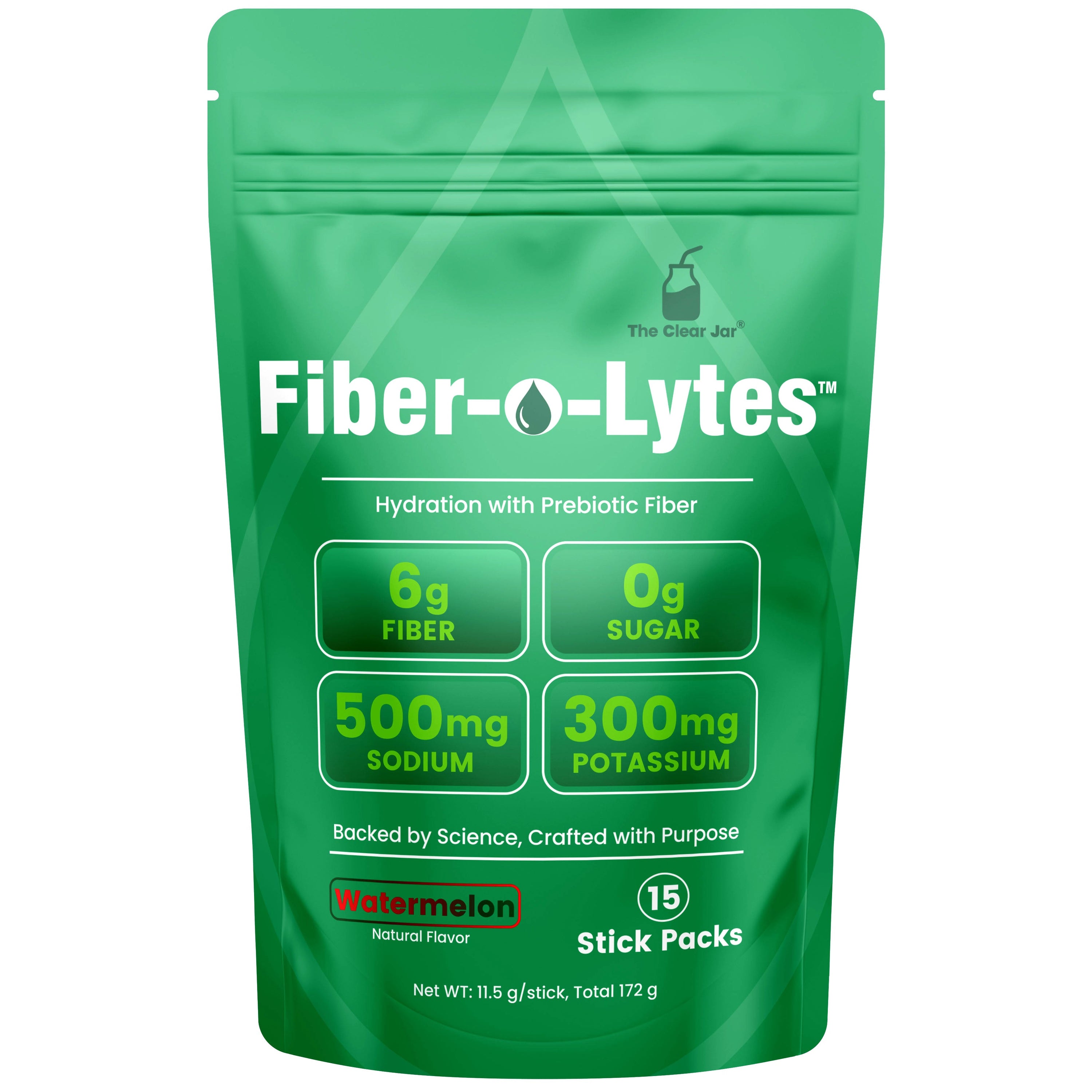 Fiber-O-Lytes™  — Sugar-Free Electrolyte Drink Mix with 6 g Soluble Fiber - Watermelon Flavor