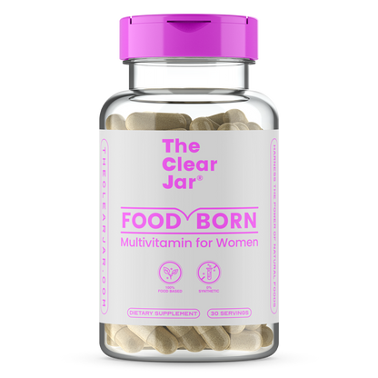 Food-Born Multivitamin for Women, with Natural Iron -  The Clear Jar® - Front Panel