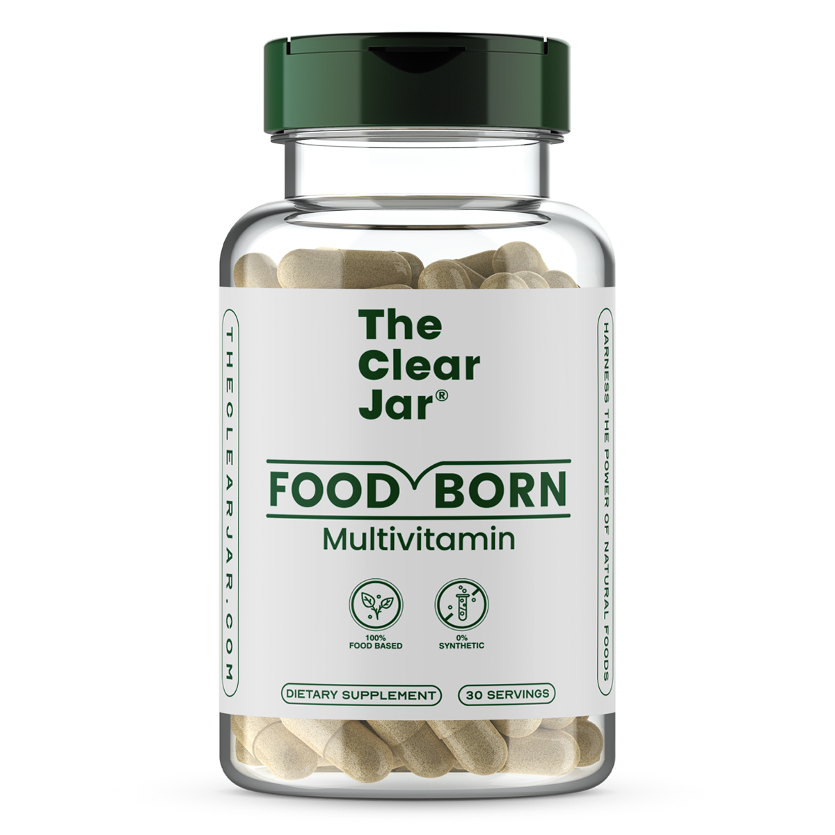 Food-Born Multivitamin for Men and Women - The Clear Jar® Main Panel