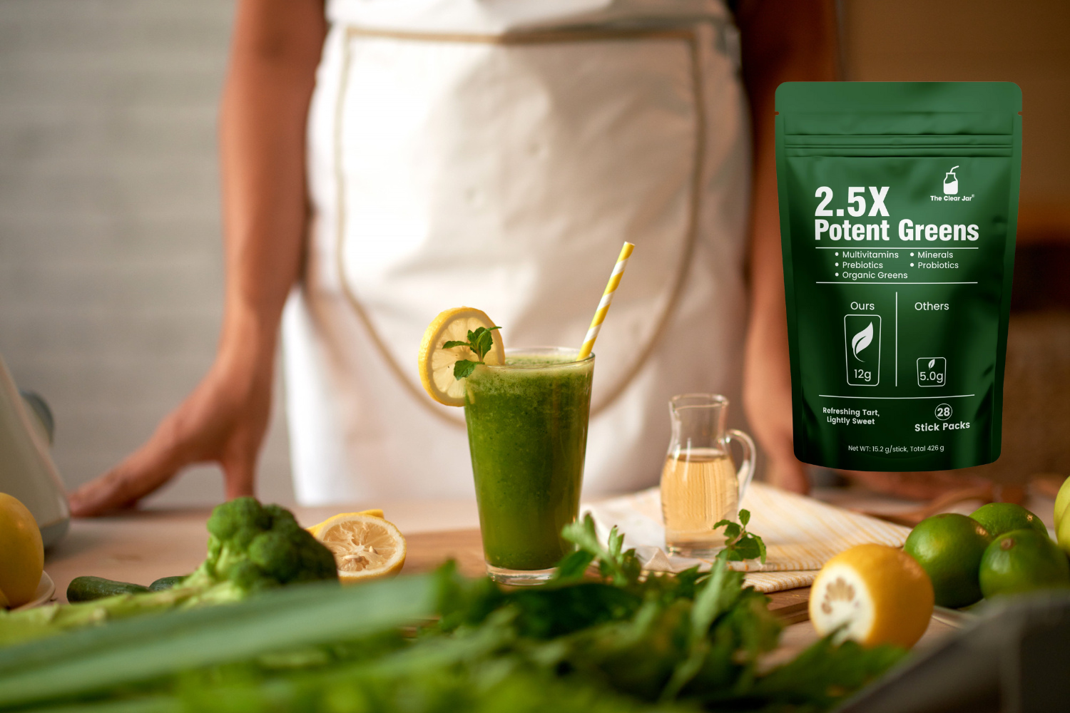 The clear jar 2.5 Potency Greens