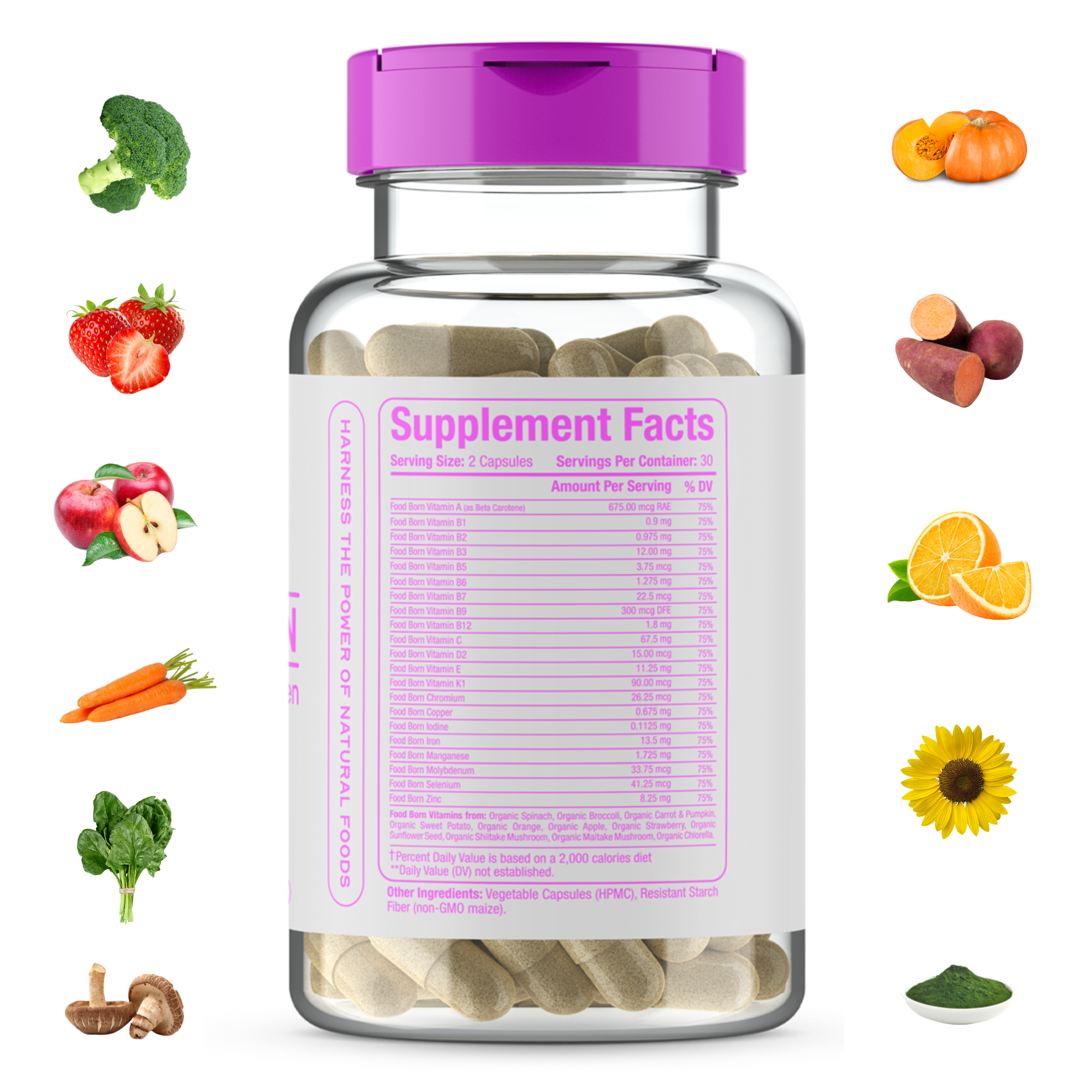 Food-Born Multivitamin for Women, with Natural Iron - Supplement Panel